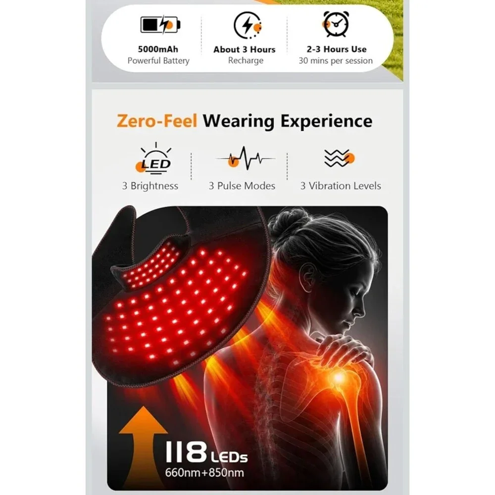 Red Light Therapy for Neck  Shoulder Pain Relief Cordless Shoulder Belt Wrap Box